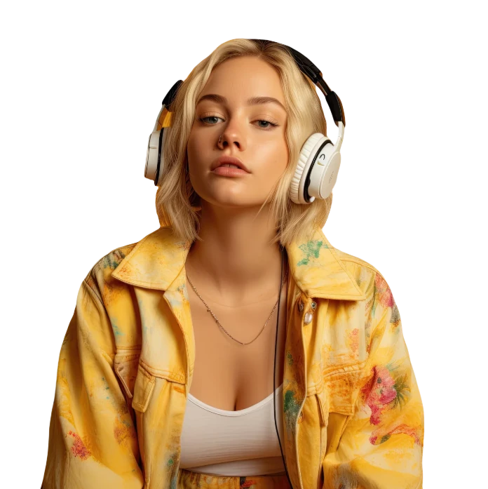 Artist listening to music with headphones